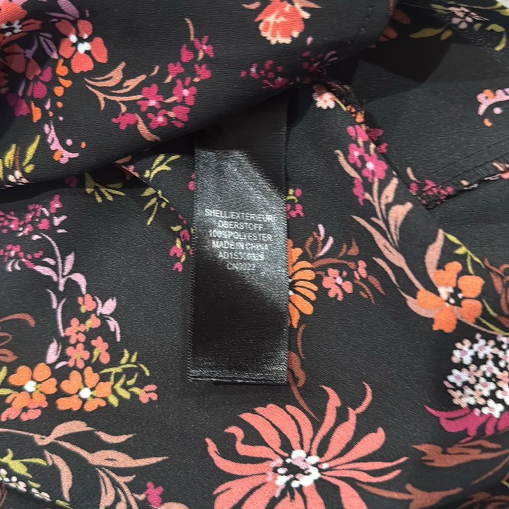 Adrianna Papell Women’s Black Floral Blouse Sz L - Picture 4 of 5